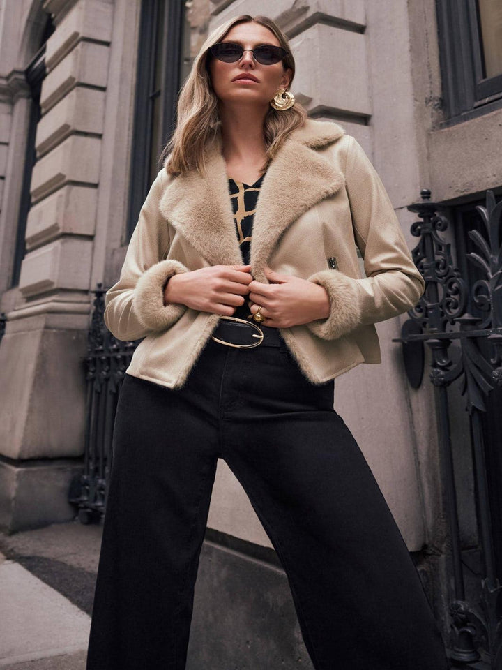 Joseph Ribkoff Faux Suede Jacket In Soft Taupe 263909-Nicola Ross