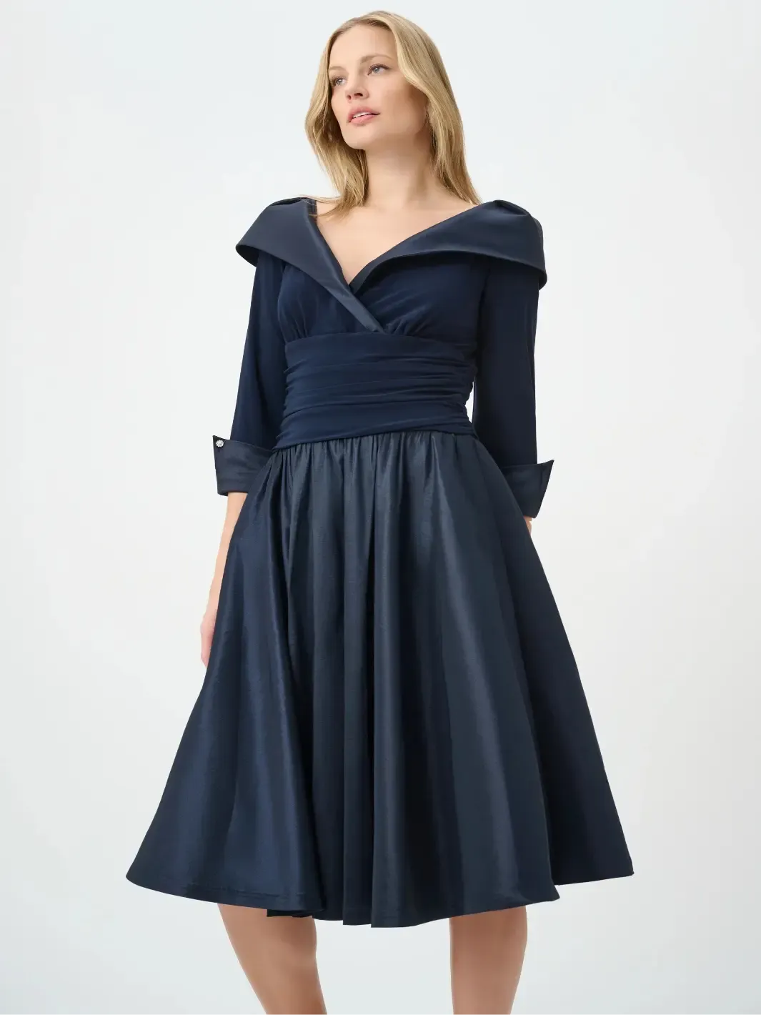 Joseph Ribkoff Fit & Flare Midi Dress In Midnight Blue 264723-Nicola Ross