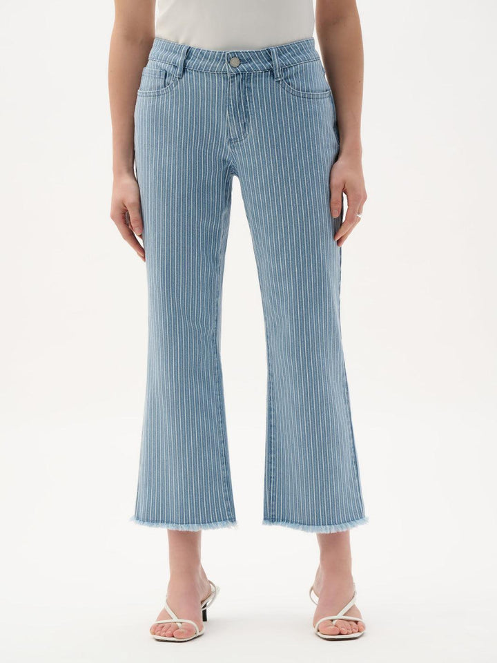 Joseph Ribkoff Flare Jeans With Stripes In Blue/White 262934-Nicola Ross