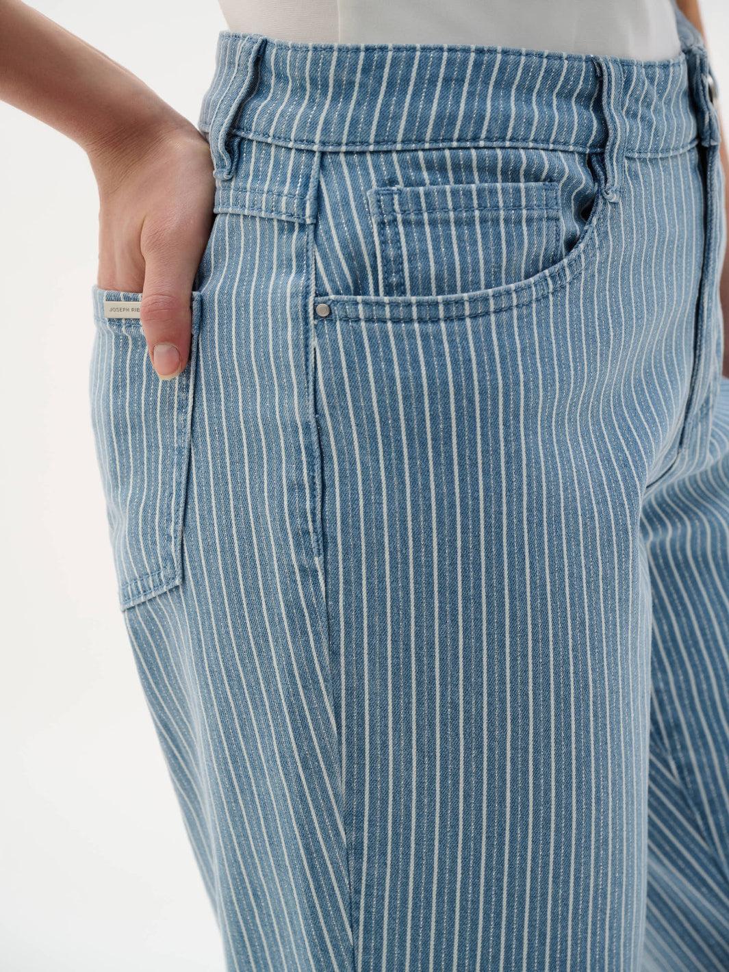 Joseph Ribkoff Flare Jeans With Stripes In Blue/White 262934-Nicola Ross