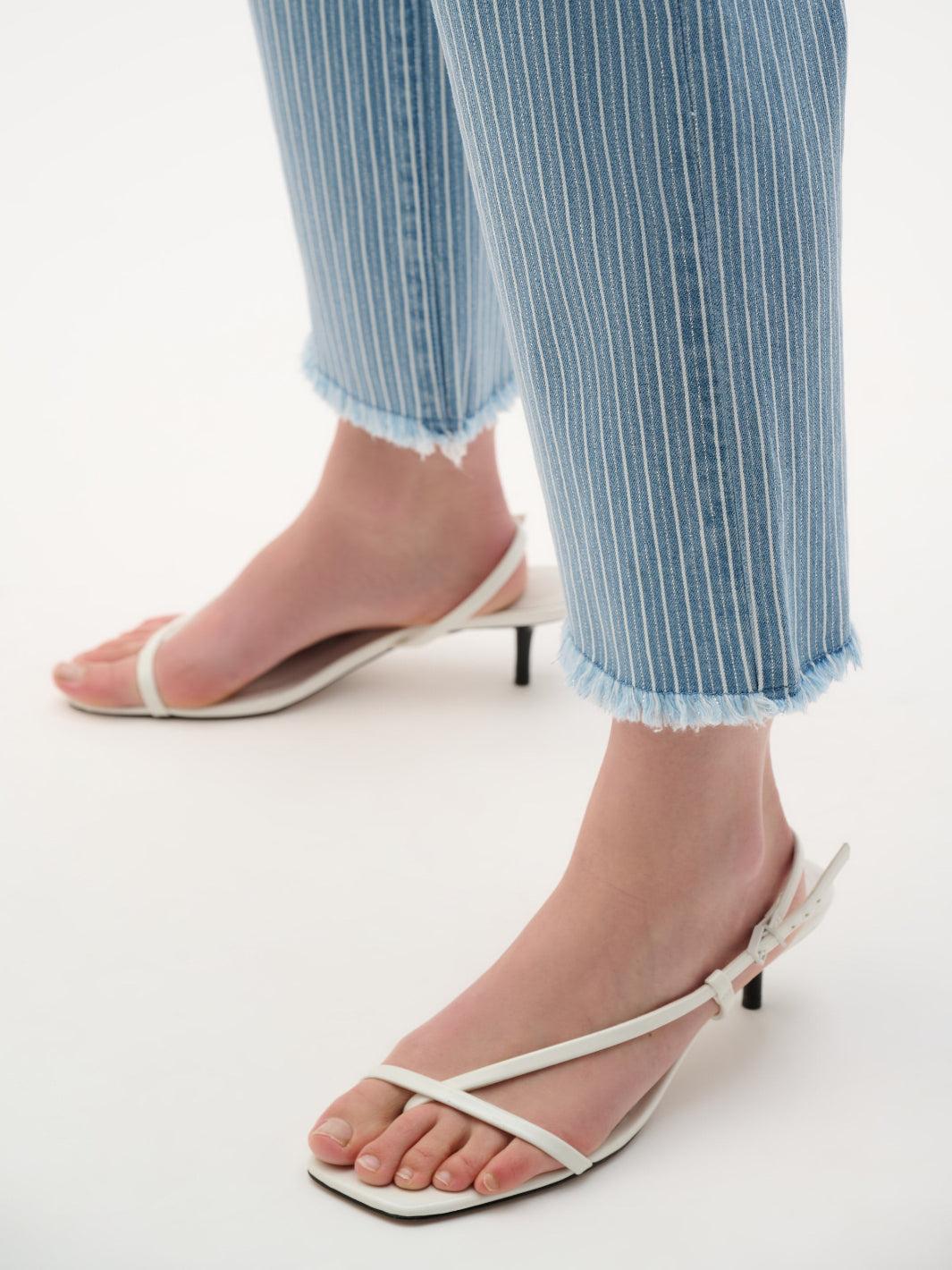 Joseph Ribkoff Flare Jeans With Stripes In Blue/White 262934-Nicola Ross