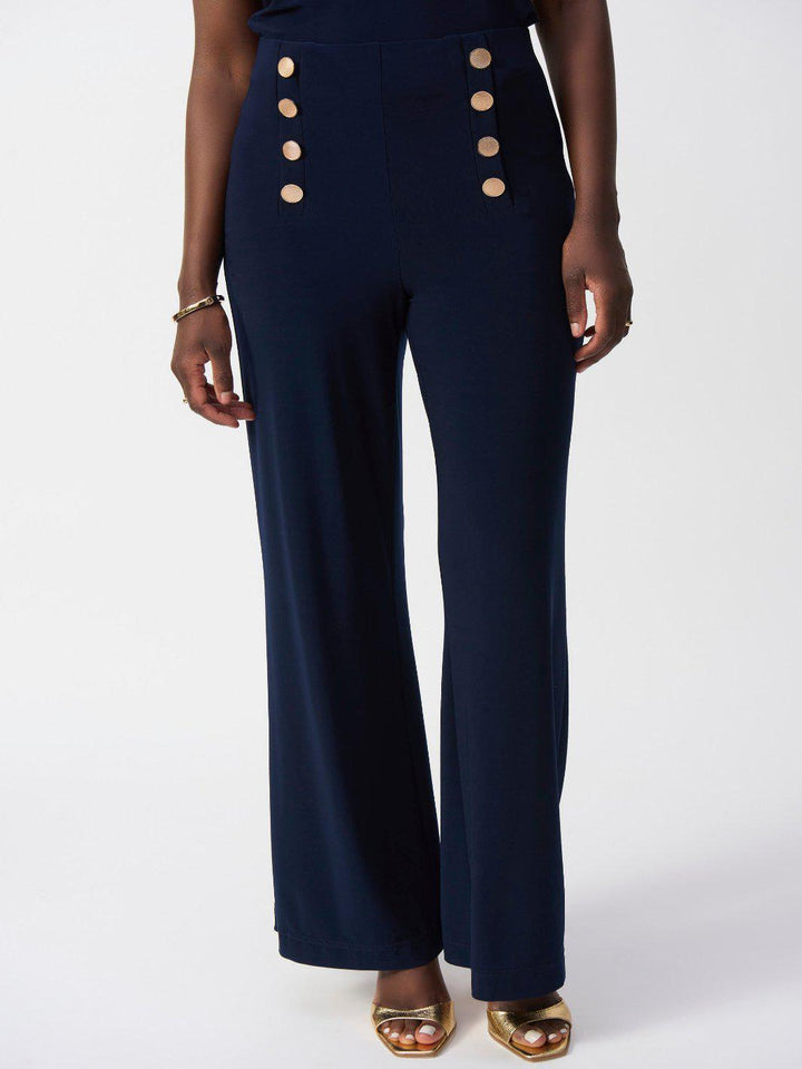 Joseph Ribkoff Flare Mid-rise Formal Trousers In Midnight Blue 251028-Nicola Ross