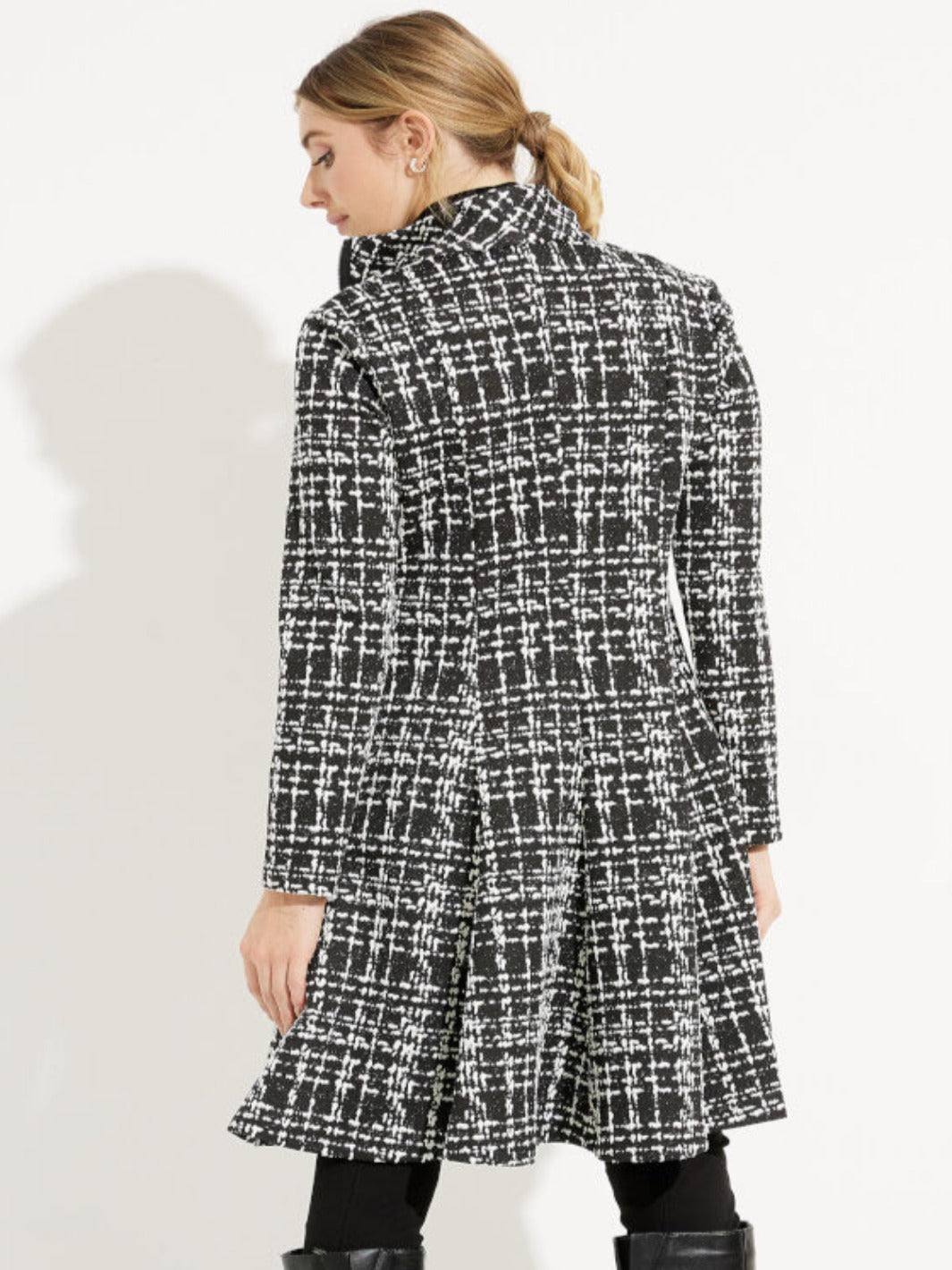 Joseph Ribkoff - Flared Checkered Jacket in Black/White 233167-Nicola Ross