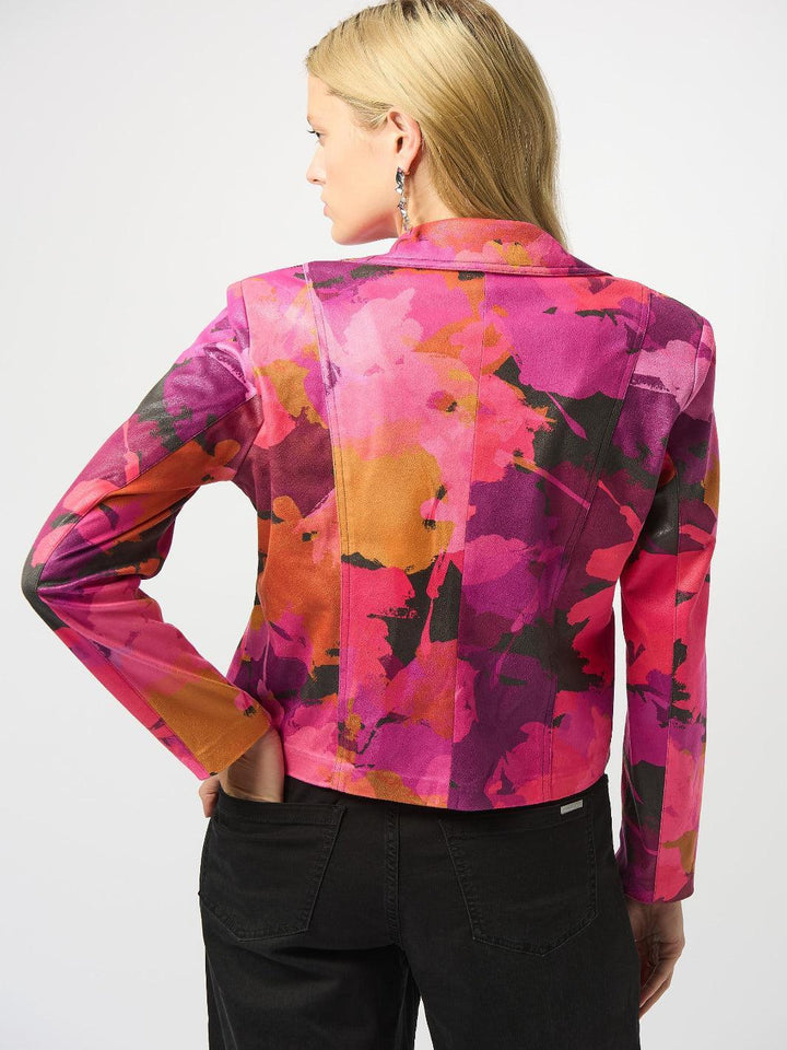 Joseph Ribkoff Floral Biker Jacket In Black/Multi 253954-Nicola Ross