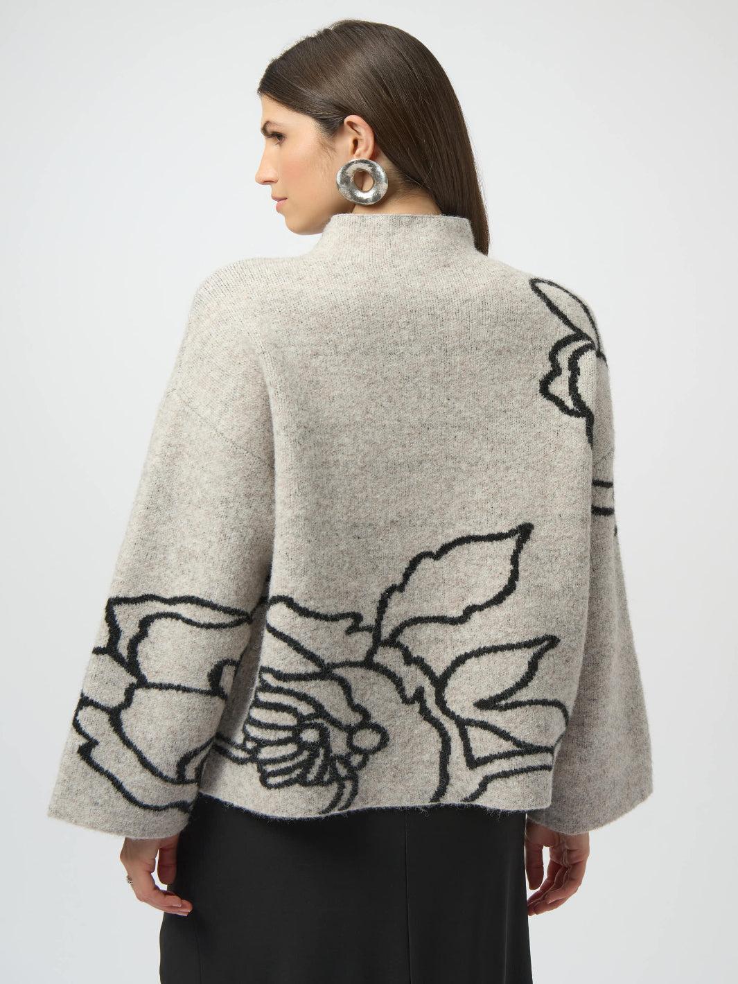 Joseph Ribkoff Floral Embroidered Knit In Oatmeal/Black 254943-Nicola Ross