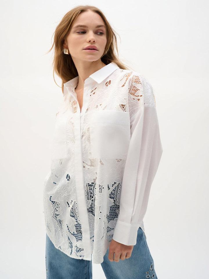 Joseph Ribkoff Floral Lace Shirt In White 262952-Nicola Ross