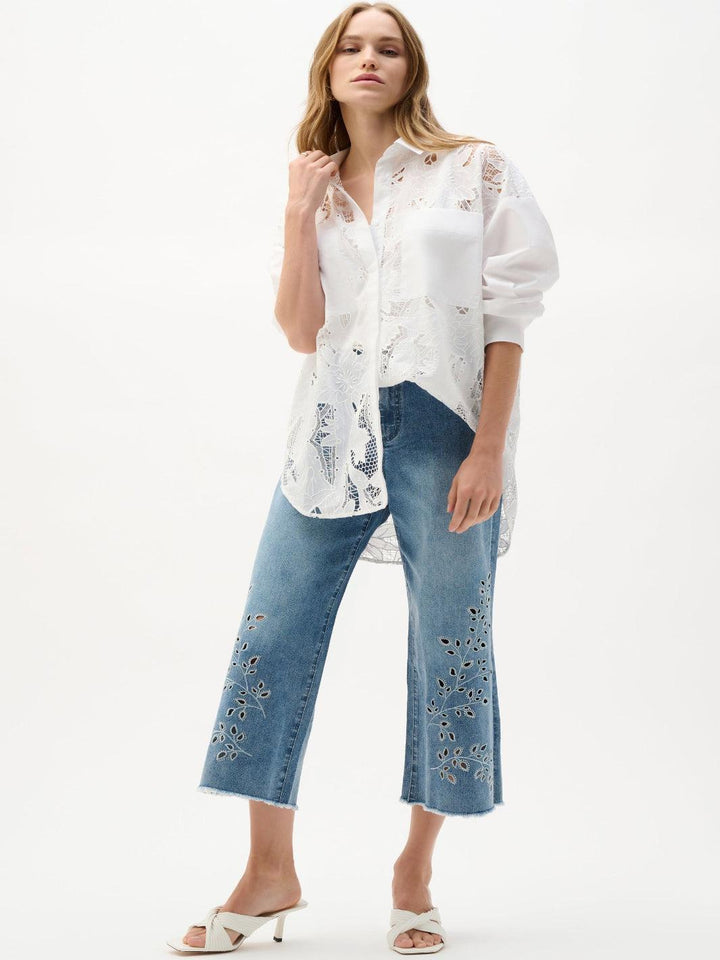 Joseph Ribkoff Floral Lace Shirt In White 262952-Nicola Ross