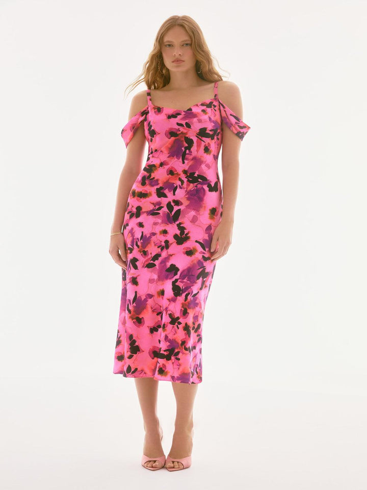 Joseph Ribkoff Floral Midi Dress In Black/Multi 251737-Occasion Wear-Guest of the wedding-Nicola Ross