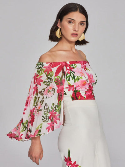 Joseph Ribkoff Floral Print Drop Sleeve Top In Pink Multi 241780-Nicola Ross