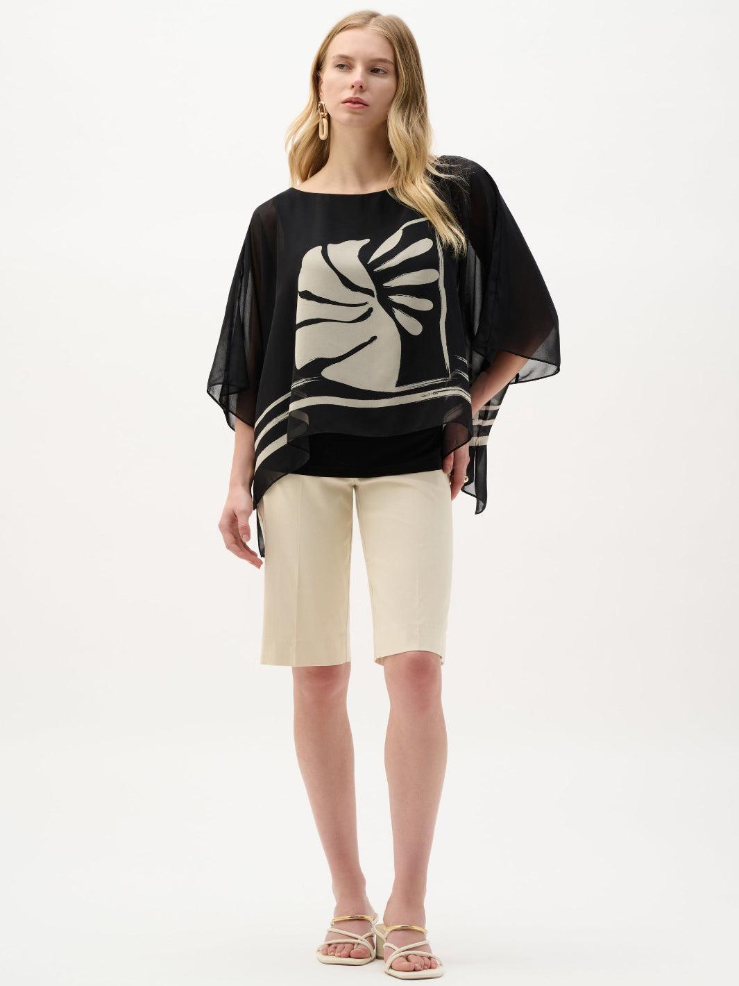 Joseph Ribkoff Flowy Abstract Top In Black 262200-Nicola Ross