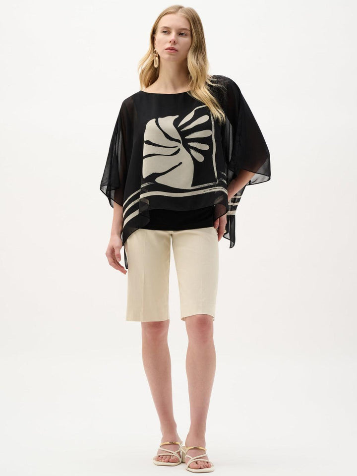 Joseph Ribkoff Flowy Abstract Top In Black 262200-Nicola Ross