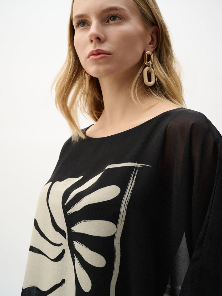 Joseph Ribkoff Flowy Abstract Top In Black 262200-Nicola Ross