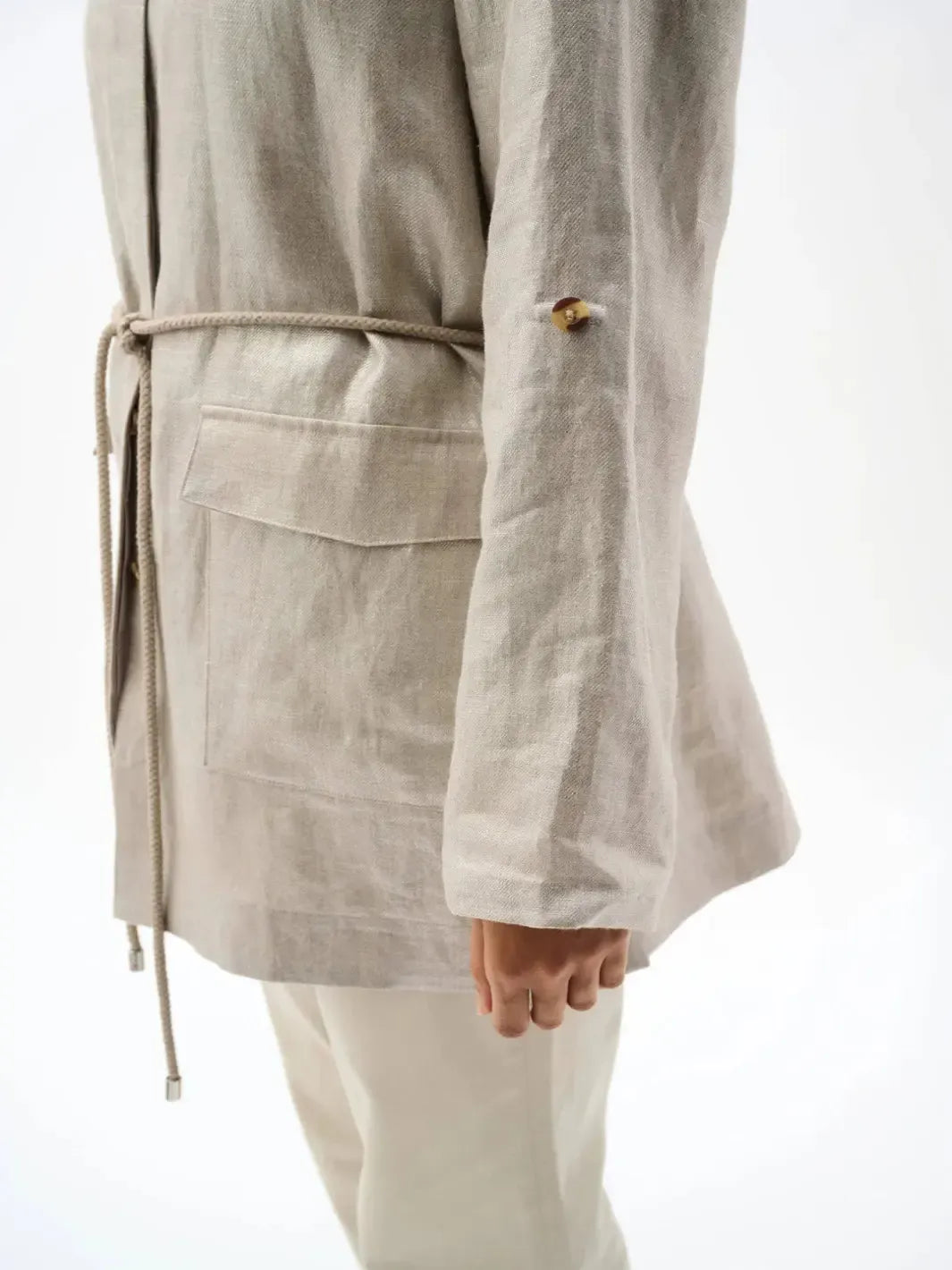 Joseph Ribkoff Foiled Linen Jacket In Champagne 262979-Nicola Ross