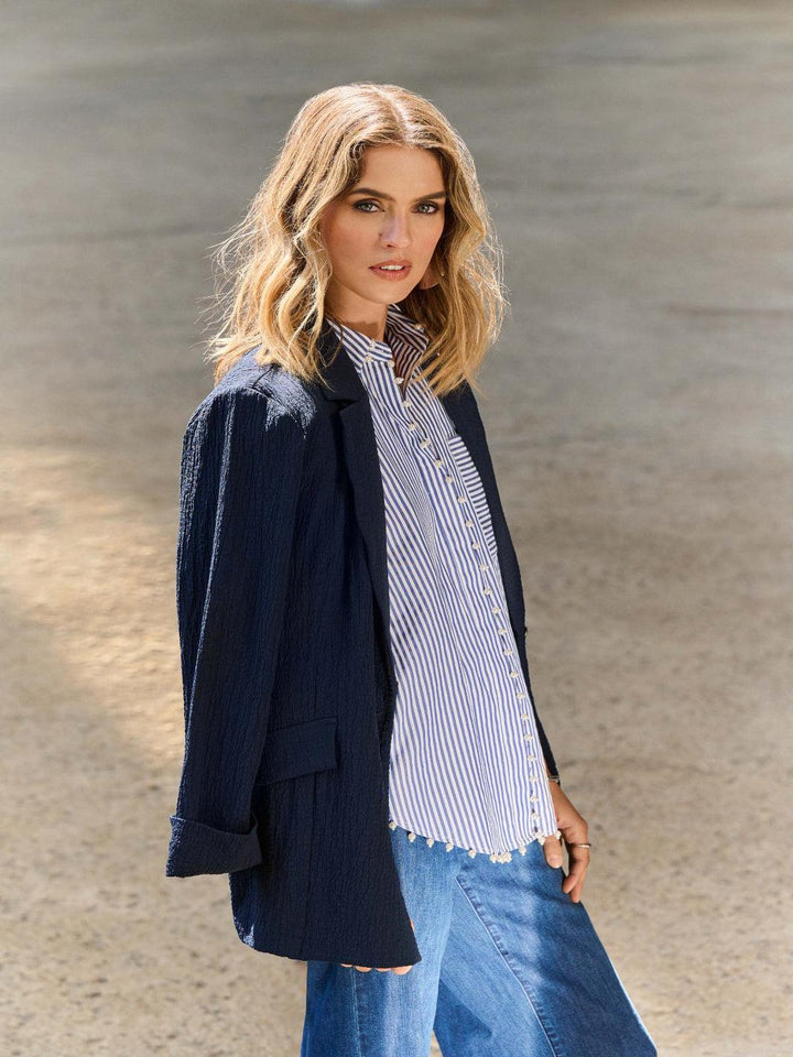 Joseph Ribkoff Formal Hip-length Blazer In Midnight Navy 251082-Nicola Ross