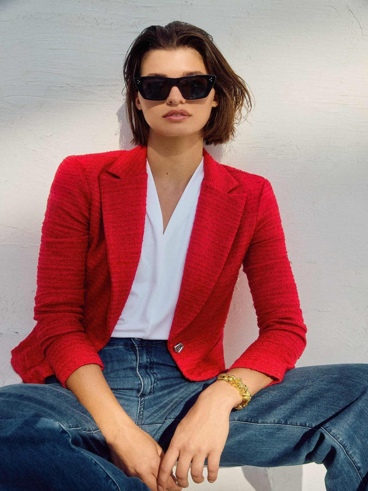 Joseph Ribkoff Formal Hip-length Blazer In Radiant Red 251239-Nicola Ross
