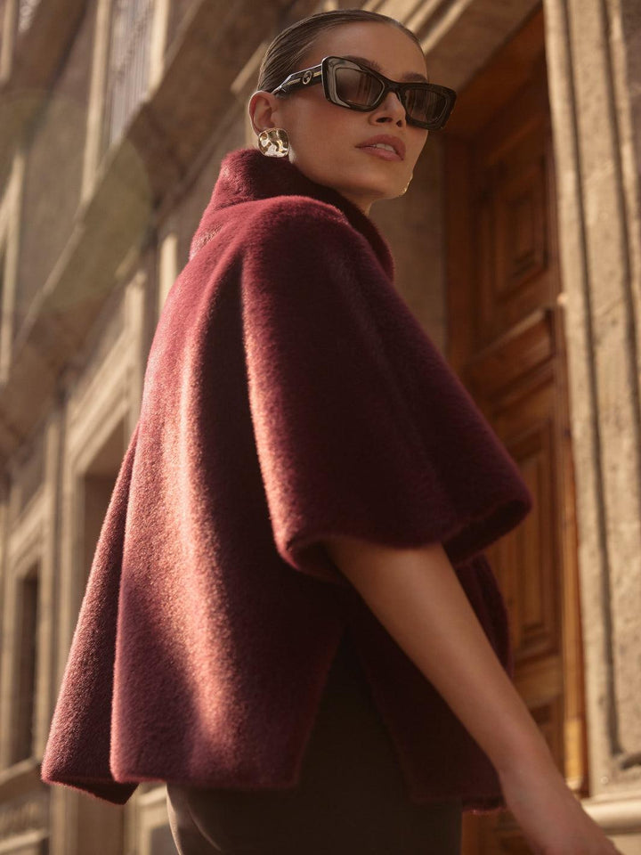 Joseph Ribkoff Formal Sleeveless Cape Top In Merlot 253924-Nicola Ross