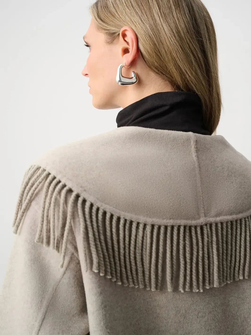 Joseph Ribkoff Fringe Detail Coat In Oatmeal 263912-Nicola Ross