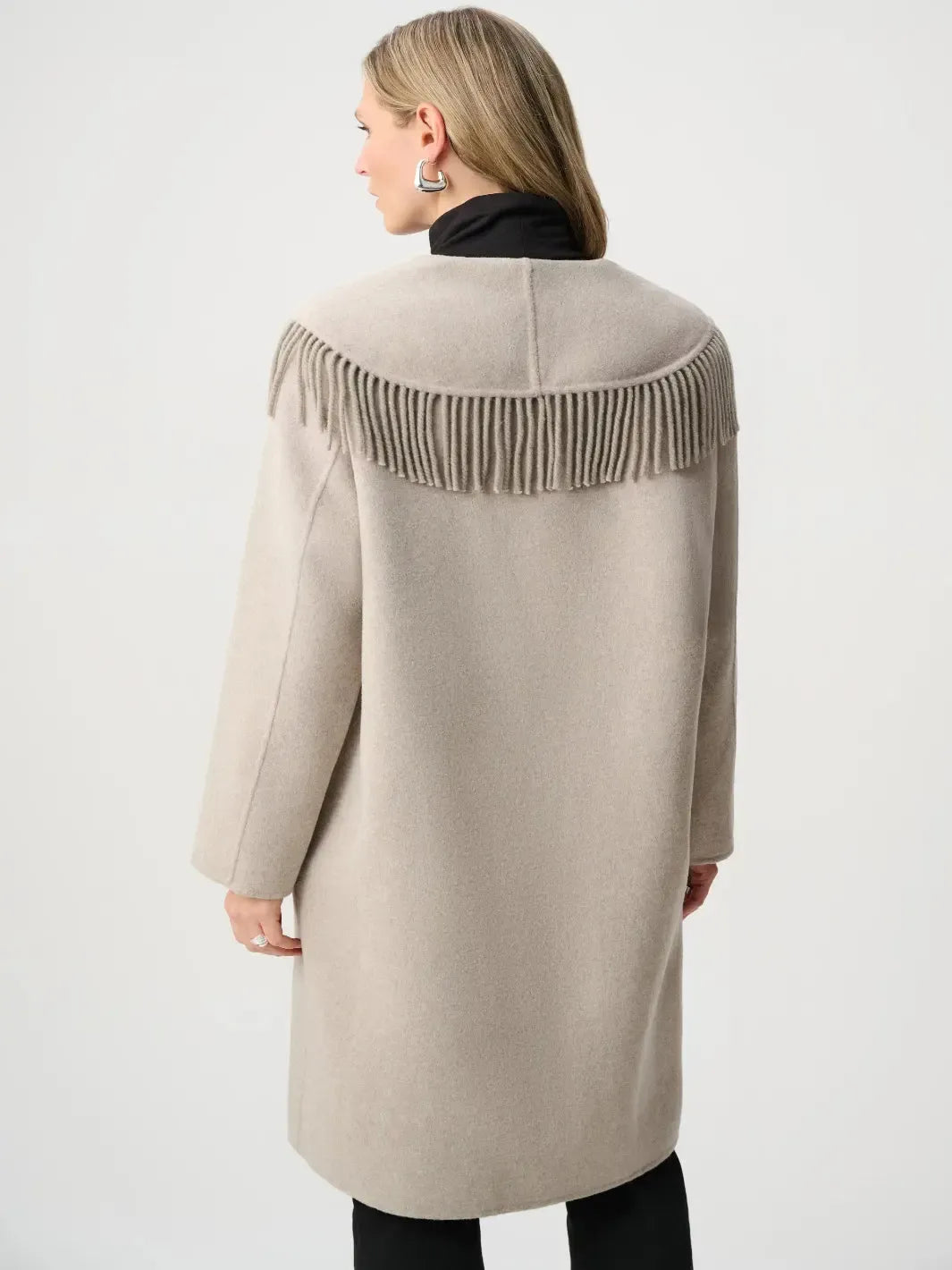 Joseph Ribkoff Fringe Detail Coat In Oatmeal 263912-Nicola Ross
