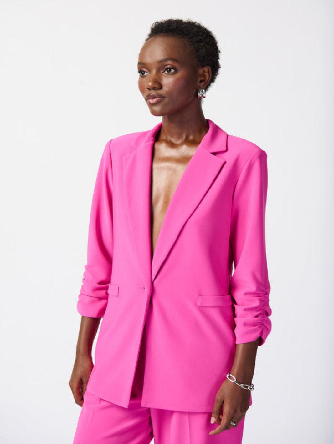 Joseph Ribkoff Gathered Sleeve Blazer In Pink 241031-Nicola Ross