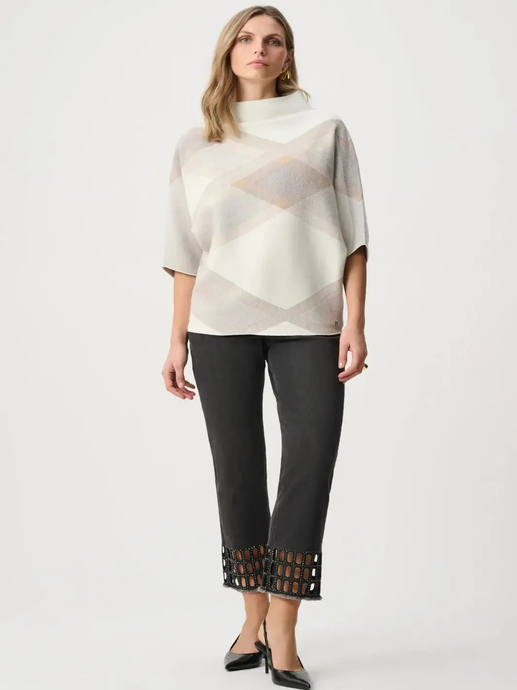 Joseph Ribkoff Geo Knit In White/Multi 263947-Nicola Ross