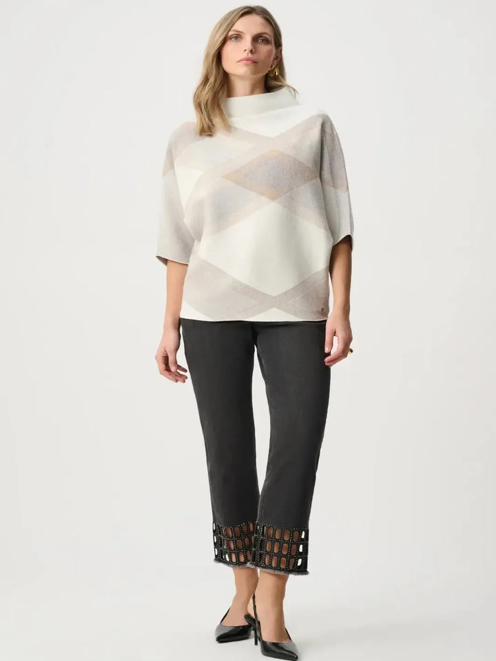 Joseph Ribkoff Geo Knit In White/Multi 263947-Nicola Ross