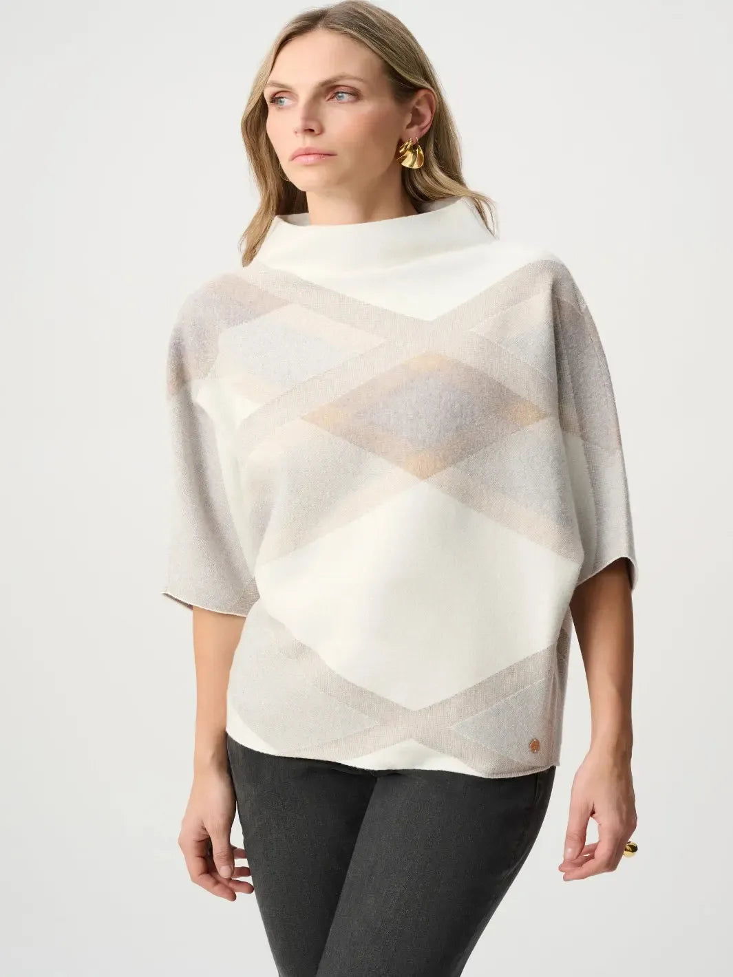 Joseph Ribkoff Geo Knit In White/Multi 263947-Nicola Ross
