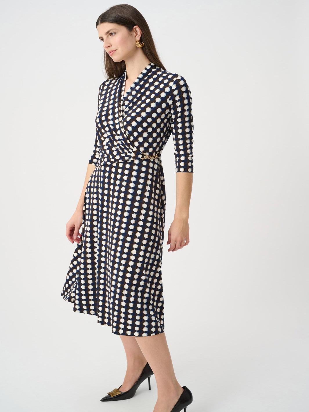 Joseph Ribkoff Geo Midi Dress In Brown/Mutli 263077-Nicola Ross