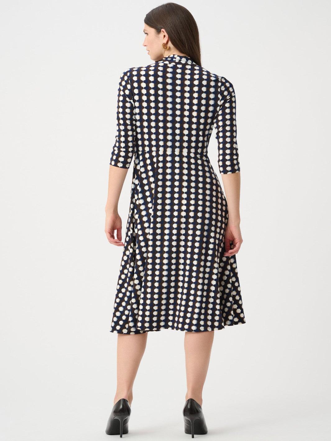 Joseph Ribkoff Geo Midi Dress In Brown/Mutli 263077-Nicola Ross