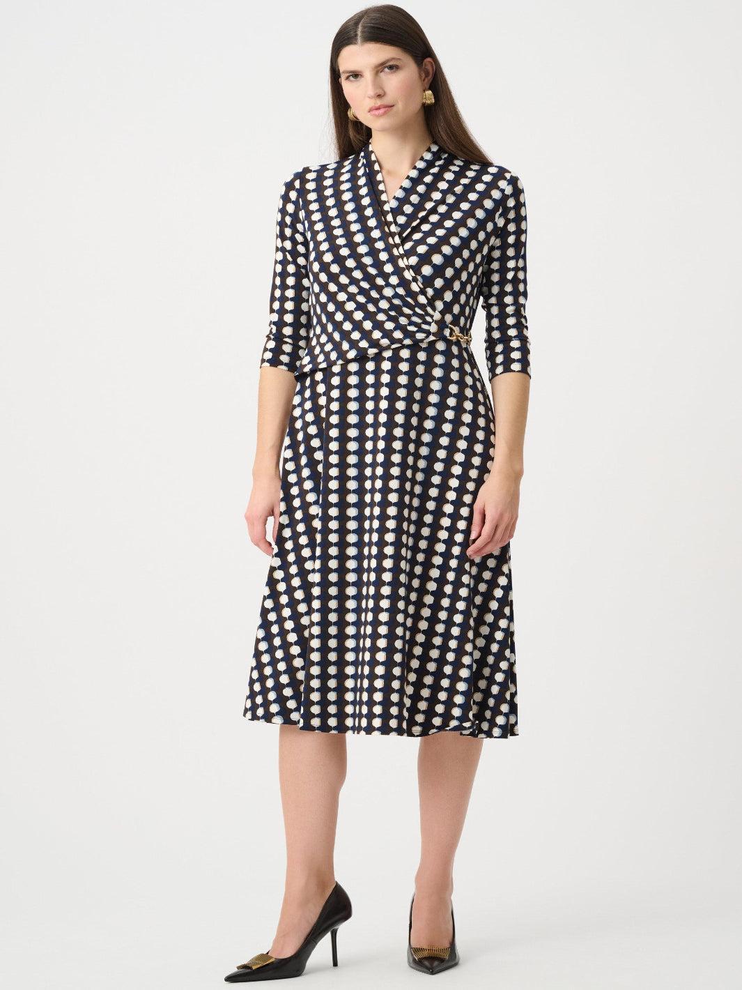 Joseph Ribkoff Geo Midi Dress In Brown/Mutli 263077-Nicola Ross