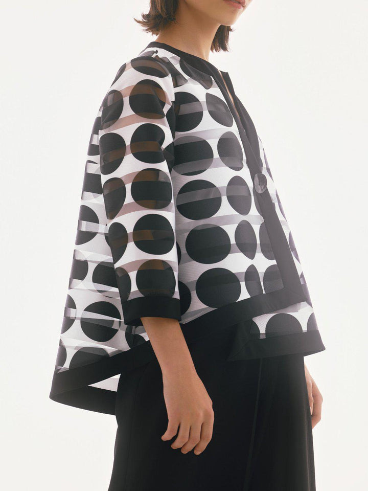 Joseph Ribkoff Geometric Buttoned Blazer In Black/Vanilla 251772-Nicola Ross