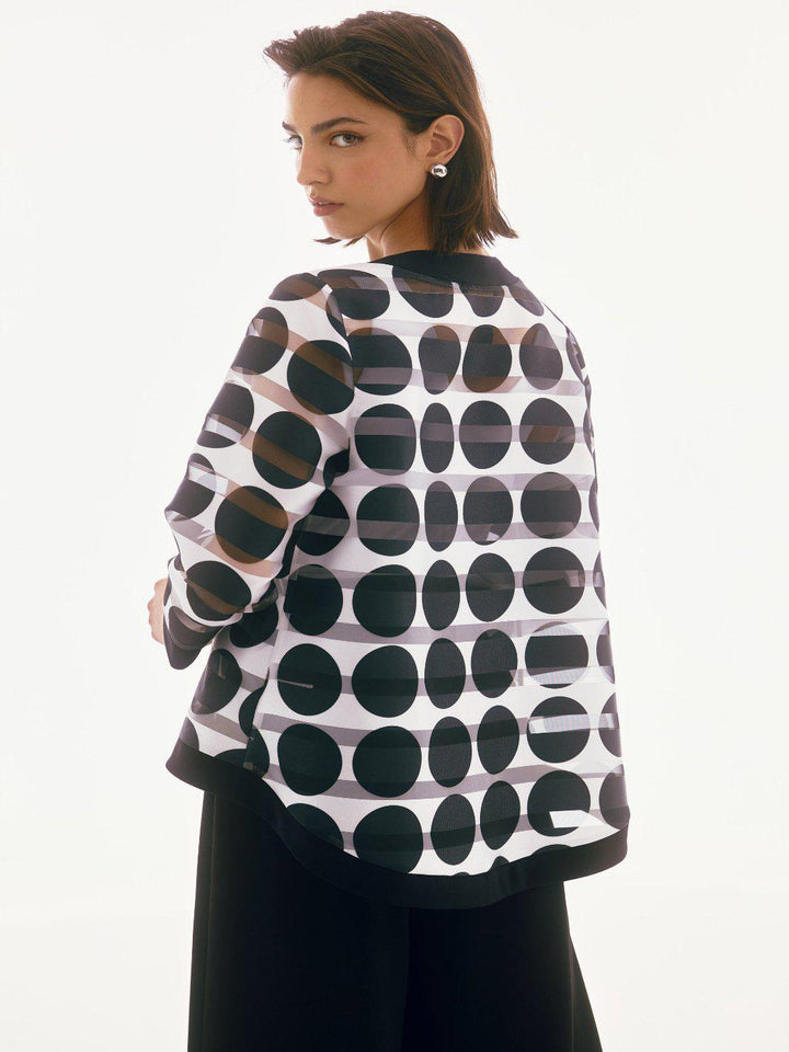 Joseph Ribkoff Geometric Buttoned Blazer In Black/Vanilla 251772-Nicola Ross