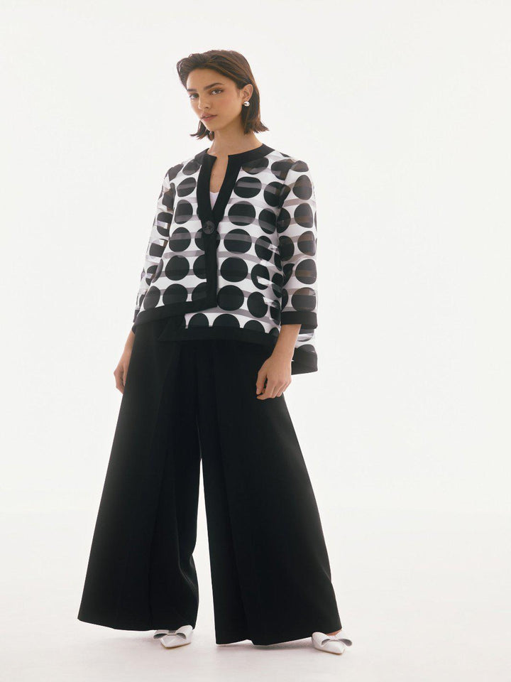 Joseph Ribkoff Geometric Buttoned Blazer In Black/Vanilla 251772-Nicola Ross
