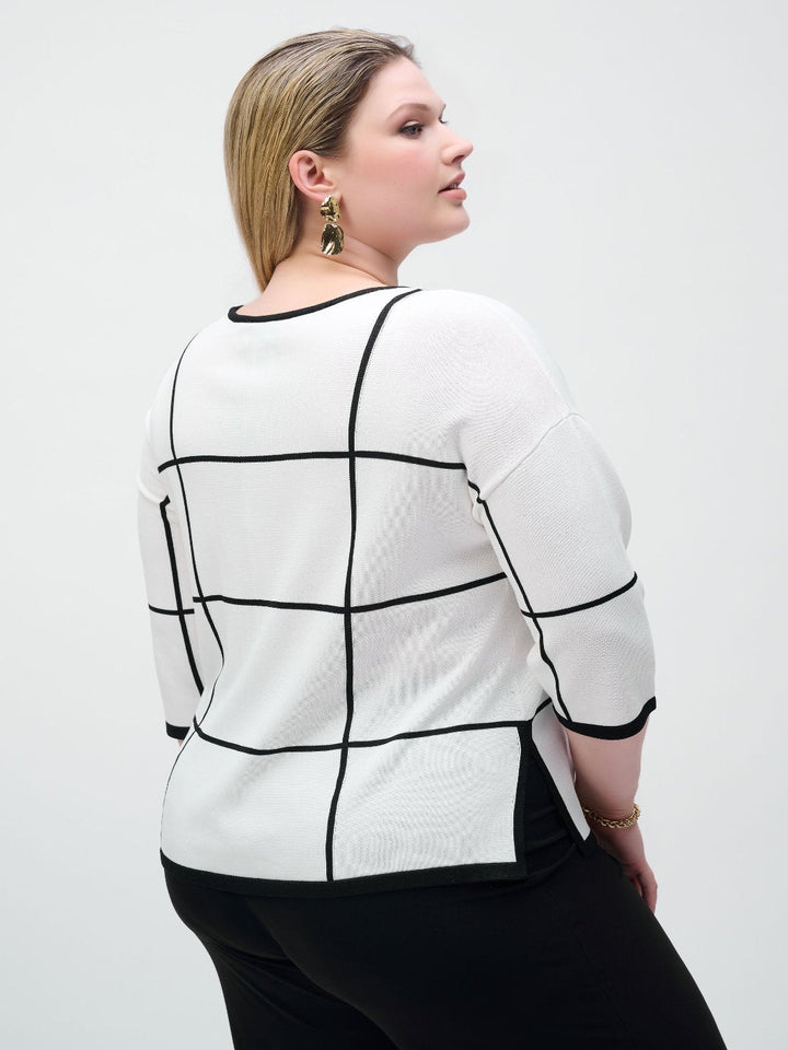 Joseph Ribkoff Geometric Casual Scoop Neck In Vanilla/Black 251918-Nicola Ross