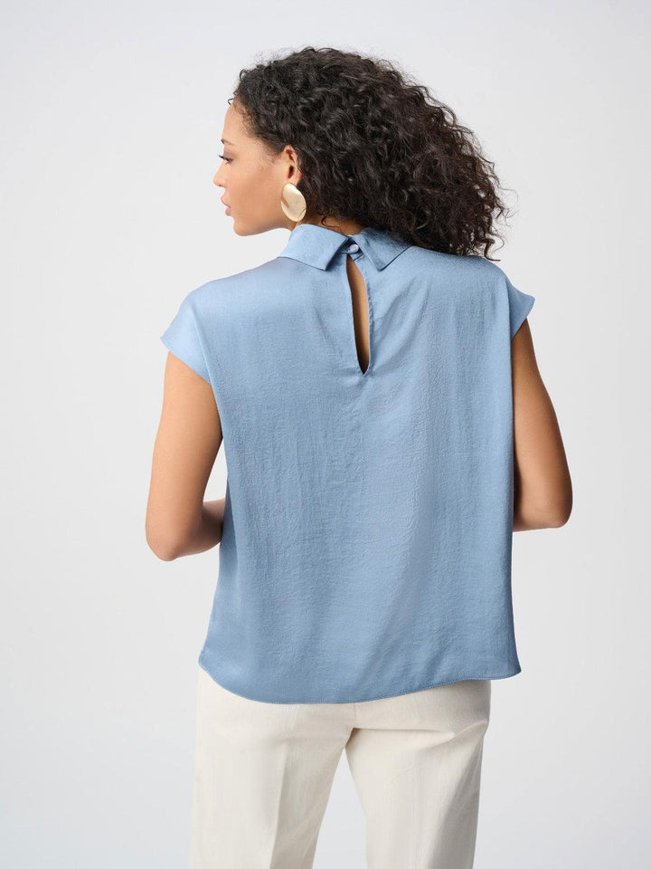 Joseph Ribkoff High Neck Top In Chambray 263022-Nicola Ross