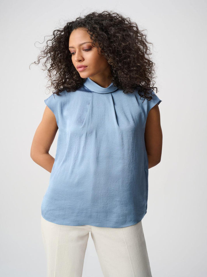 Joseph Ribkoff High Neck Top In Chambray 263022-Nicola Ross