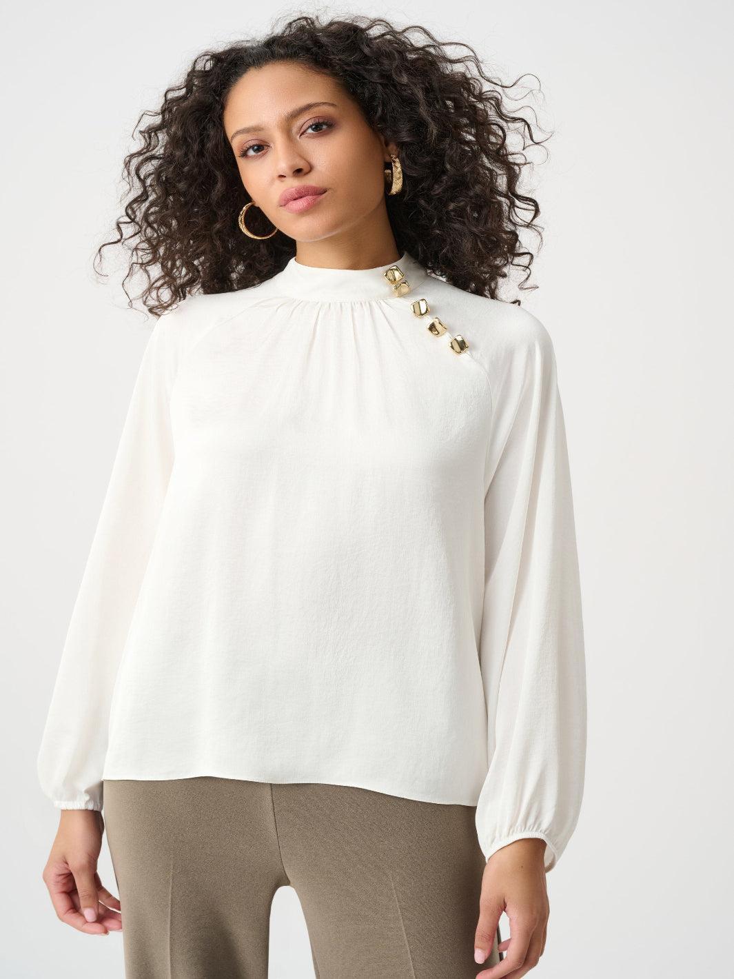 Joseph Ribkoff High Neck Top In Winter White 263020-Nicola Ross