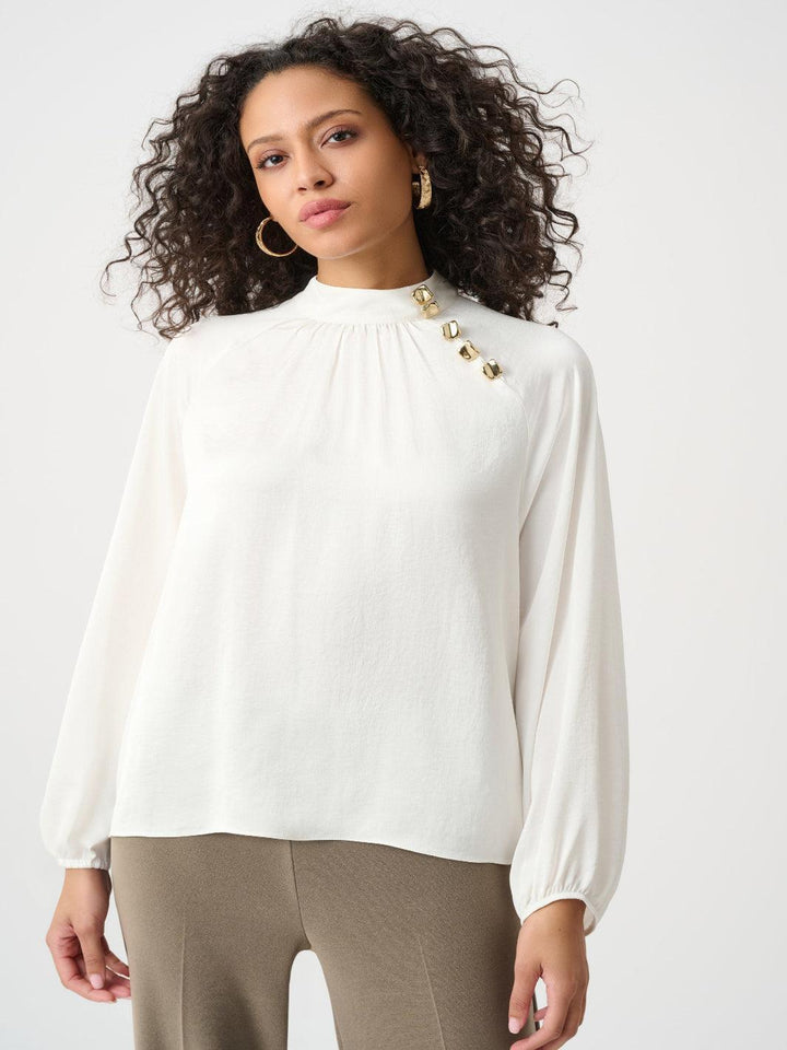 Joseph Ribkoff High Neck Top In Winter White 263020-Nicola Ross