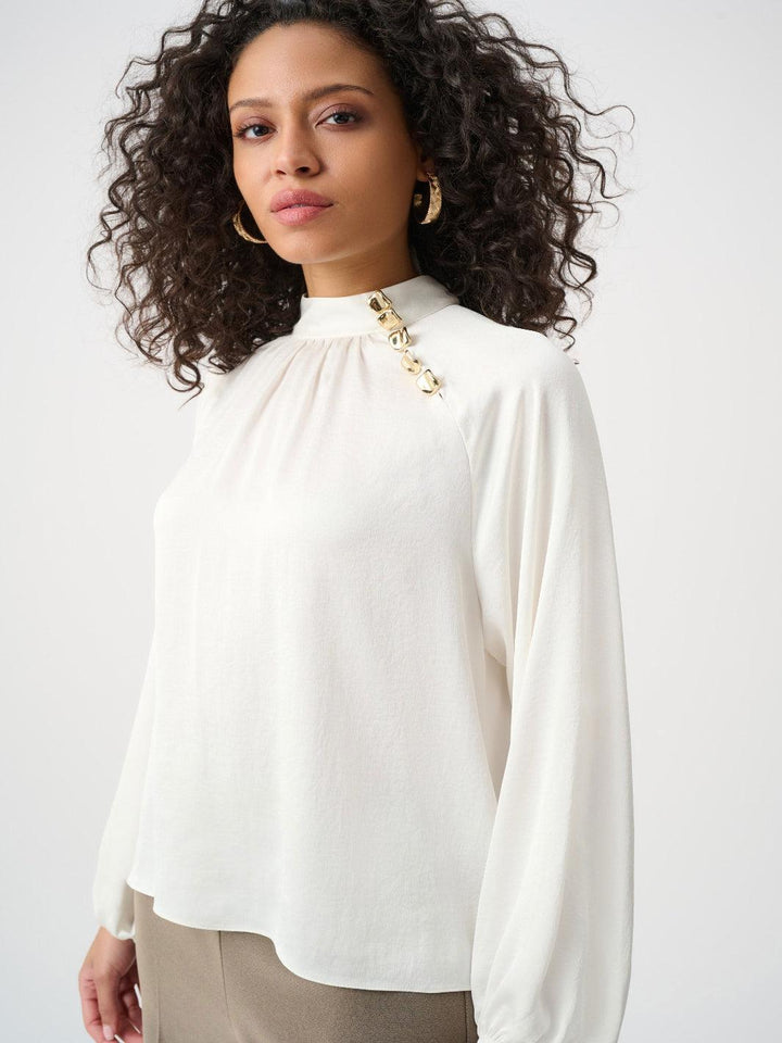 Joseph Ribkoff High Neck Top In Winter White 263020-Nicola Ross