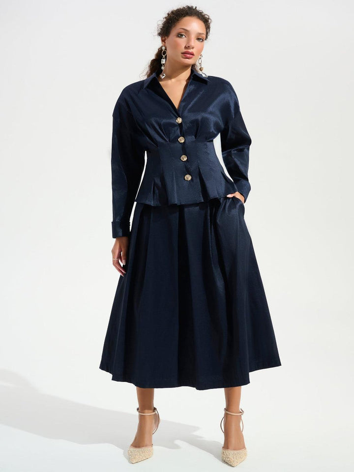 Joseph Ribkoff High Waist A-line Skirt In Midnight Blue 261757-Nicola Ross