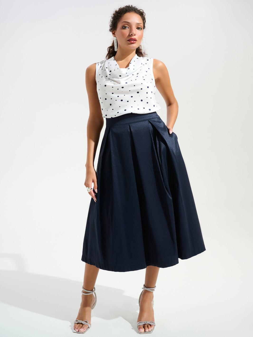 Joseph Ribkoff High Waist A-line Skirt In Midnight Blue 261757-Nicola Ross