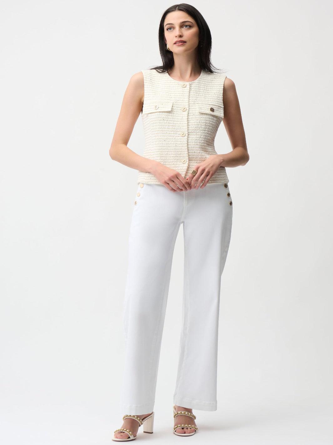Joseph Ribkoff High-Waisted Trousers In White 261972-Nicola Ross