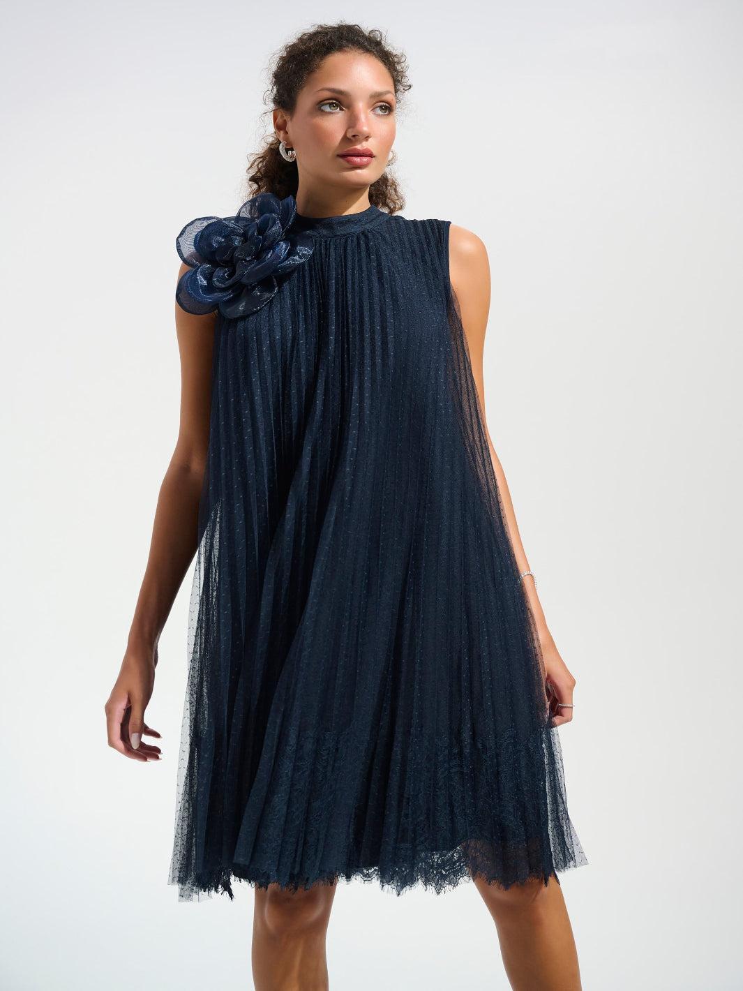 Joseph Ribkoff High-neck Dress In Midnight Blue 261737-Nicola Ross