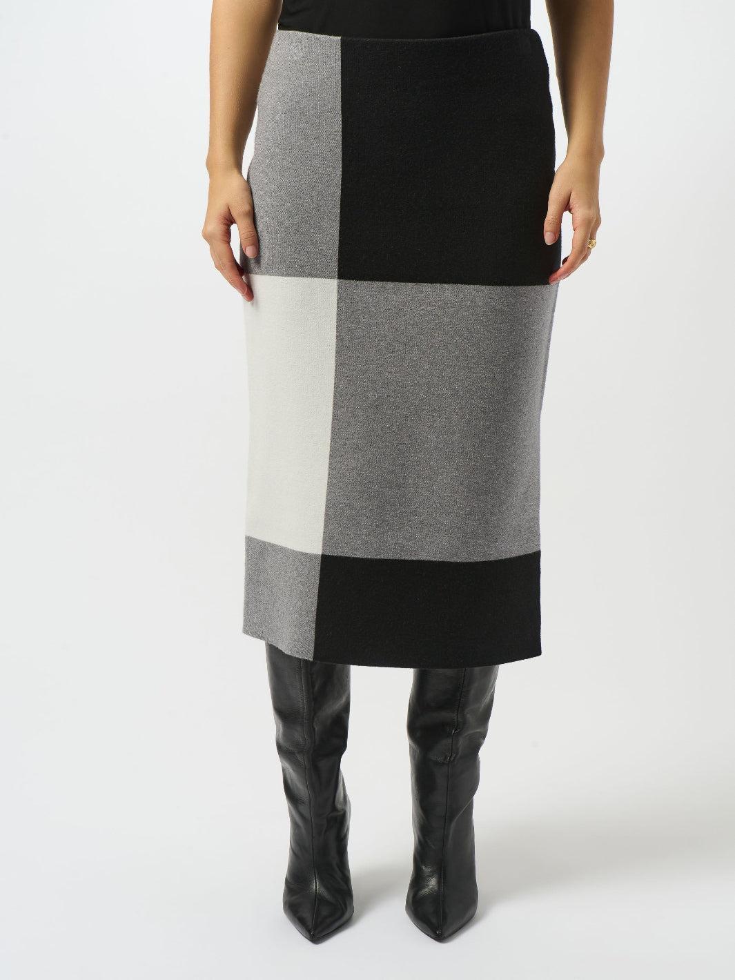 Joseph Ribkoff High-waist Knitted Pencil Skirt In Black/Grey 253908-Nicola Ross