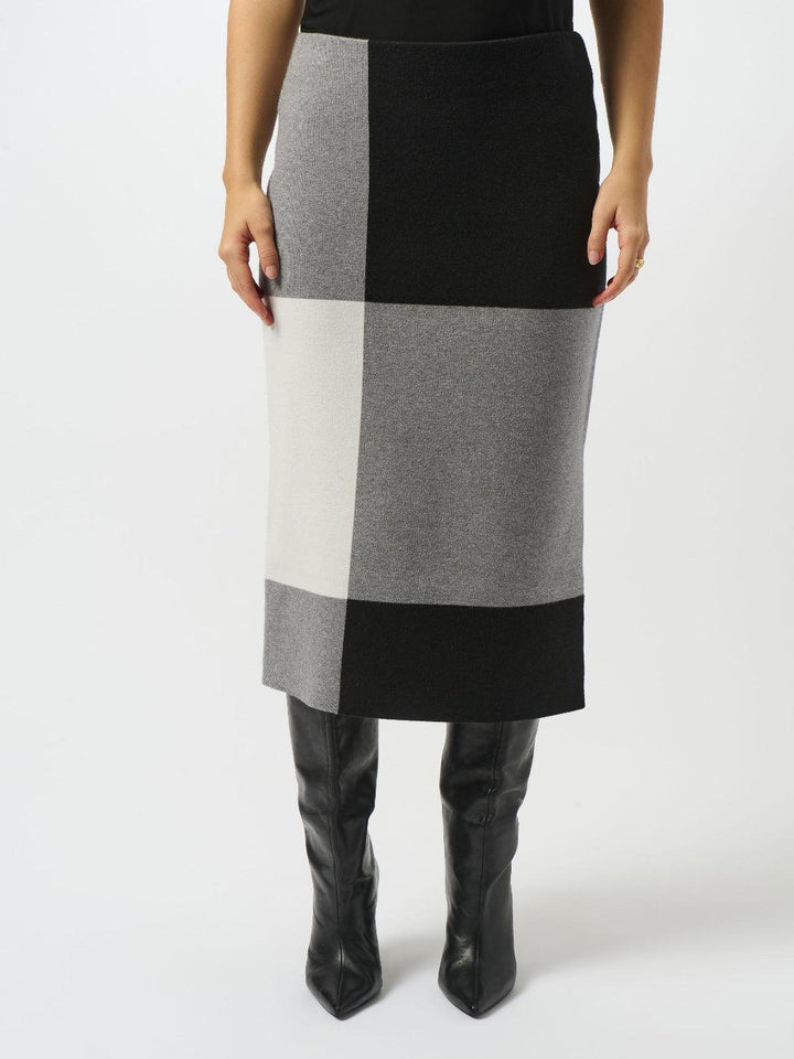 Joseph Ribkoff High-waist Knitted Pencil Skirt In Black/Grey 253908-Nicola Ross