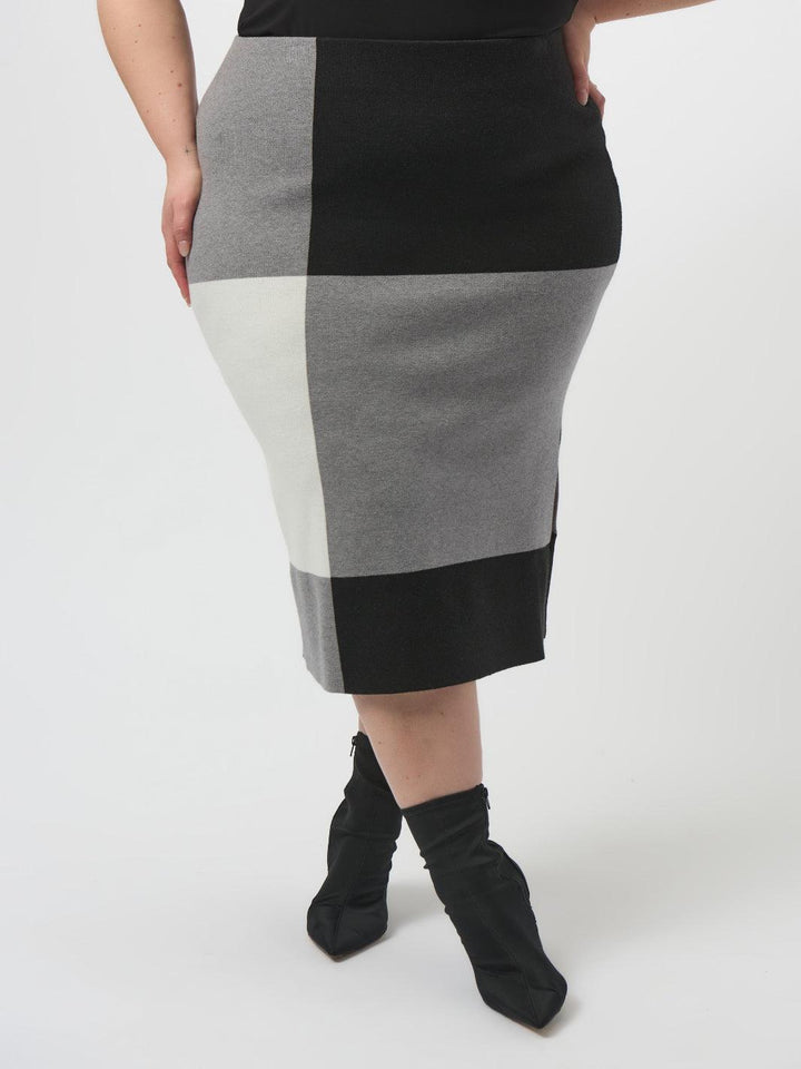 Joseph Ribkoff High-waist Knitted Pencil Skirt In Black/Grey 253908-Nicola Ross