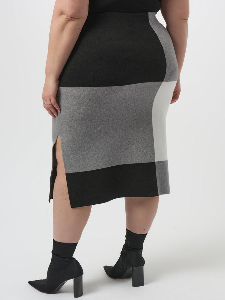 Joseph Ribkoff High-waist Knitted Pencil Skirt In Black/Grey 253908-Nicola Ross