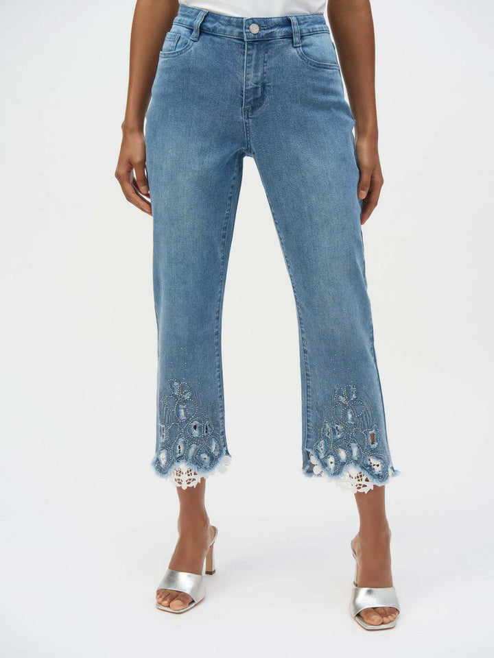 Joseph Ribkoff High-waisted Cropped Jeans In Denim Blue 252910-Nicola Ross