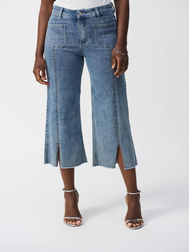 Joseph Ribkoff High-waisted Cropped Trousers In Vintage Blue 241903SS25-Nicola Ross