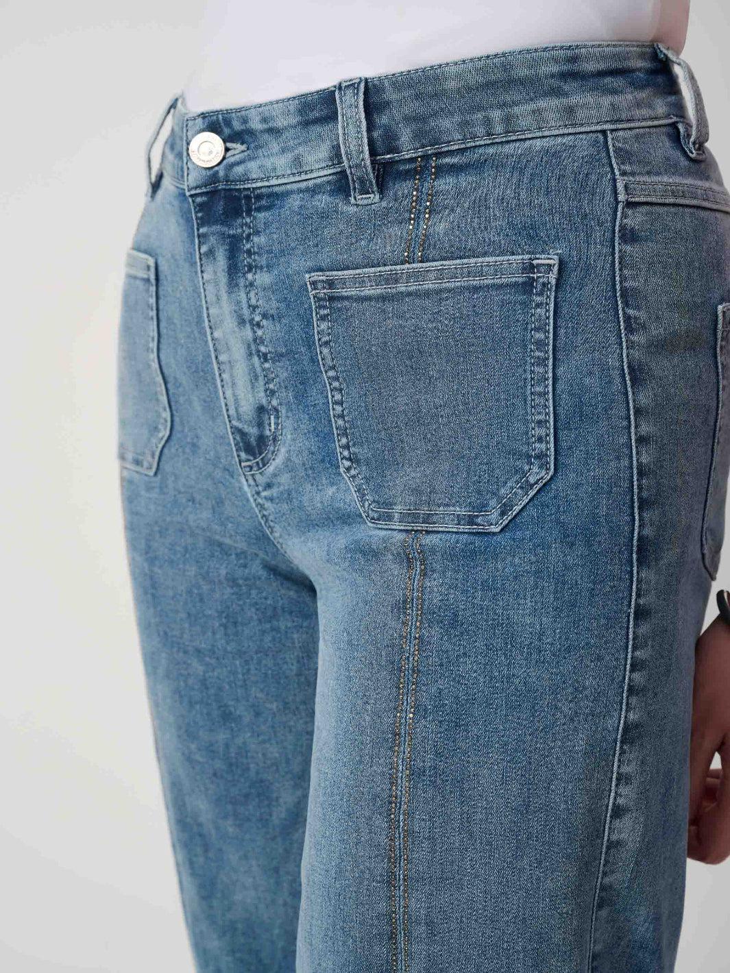 Joseph Ribkoff High-waisted Cropped Trousers In Vintage Blue 241903SS25-Nicola Ross