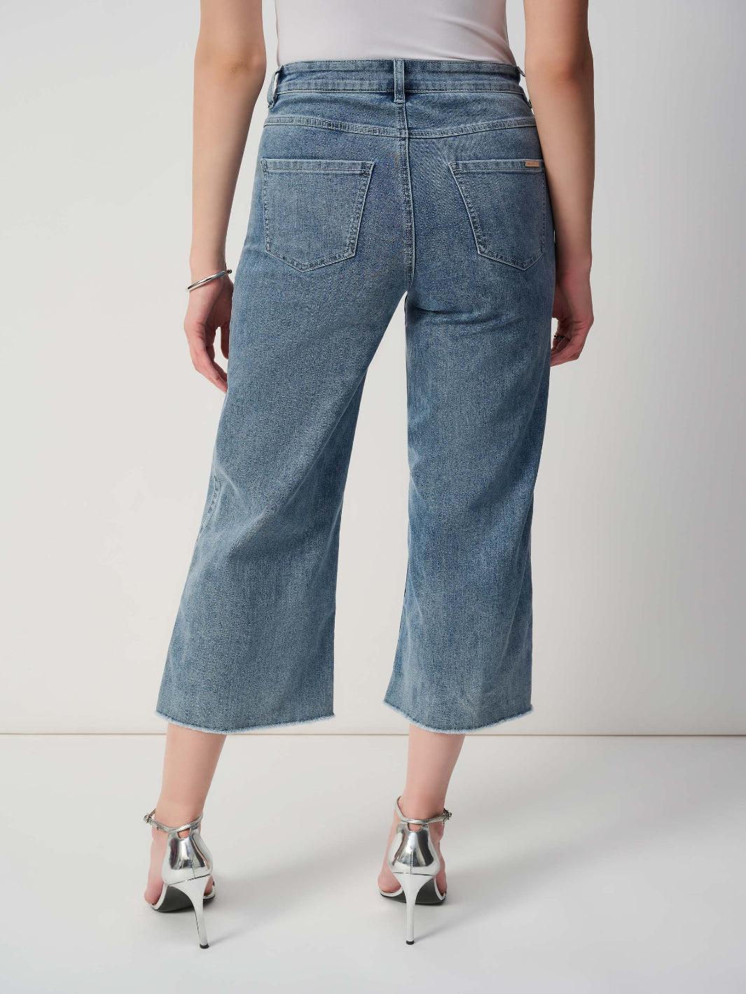 Joseph Ribkoff High-waisted Cropped Trousers In Vintage Blue 241903SS25-Nicola Ross